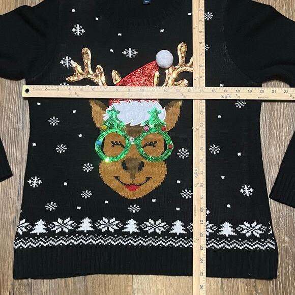 Karen Scott Christmas Knit Sweater L Santa Reindeer Ugly Sweater Holiday Sequins - Picture 7 of 7